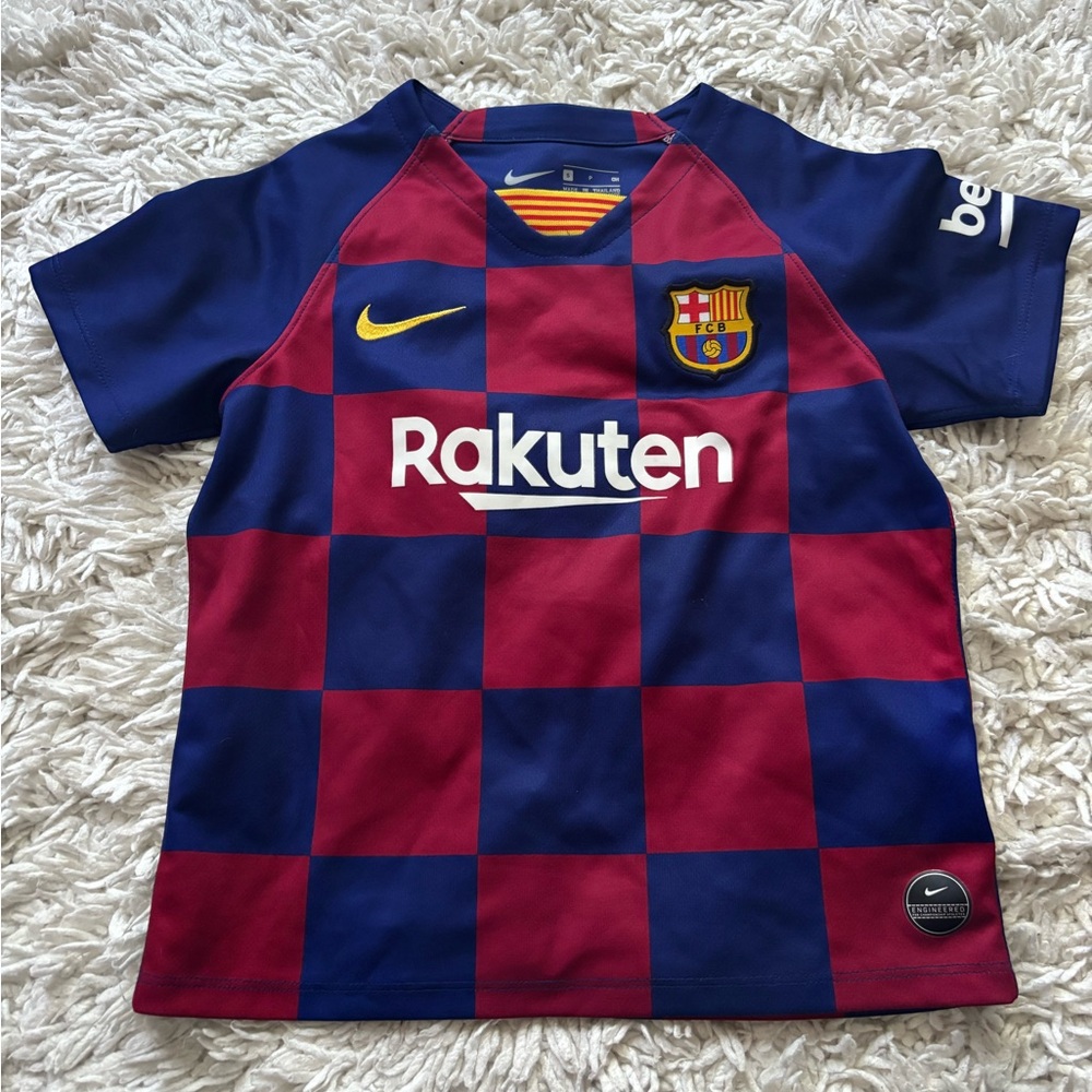 Nike Kids Barcelona Checkered Jersey - Navy and Maroon